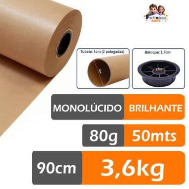 Imagem de Papel Kraft 80g Com 90cm De Largura x 50 Metros Monolúcido - Comércio 