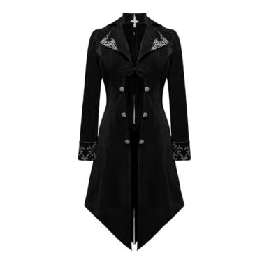 Imagem de Crubelon Jaqueta masculina Steampunk vintage, gótica, vitoriana, uniforme, Preto, XXL