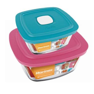 Imagem de Jogo 2 Potes Quadrado Vidro 300ml 500ml Marinex Nadir