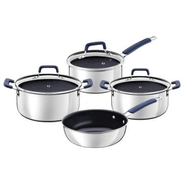 Imagem de Jogo De Panelas Tramontina Romagna Aço Inox Alumínio Cerâmico Black Stone 4 Peças Tramontina