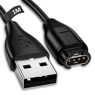 Imagem de HAOZHI Cabo Carregador Compatível para Garmin Fenix 8 E 7 7S 7X 6 6X 6S Pro 5 5S 5X Plus,Forerunner 55 165 965 955 265 255 245,Approach S62,Vivoactive 6 5 4,Venu 3 3S Sq 2,Instinct 2X (USB-Preto)