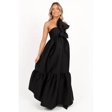 Imagem de Petal & Pup Vestido longo feminino com laço frontal Betina, Preto, M