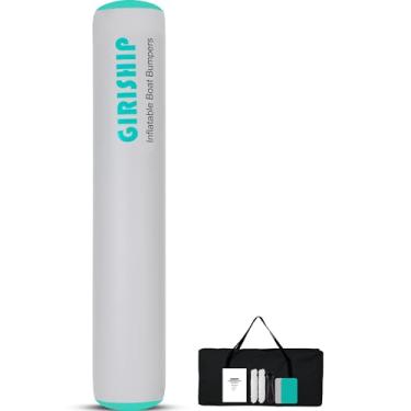 Imagem de GIRISHIP Para-choques infláveis de barco de 25,4 x 45,7 cm, para-lamas grandes para ancoragem, para-choques de barco para ancoragem com cordas de amarração, amortecedor de doca resistente para iate ou