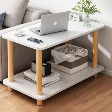 Imagem de Mesa De Cabeceira Boho Com Prateleira De Armazenamento De 2 Andares, Mesa Lateral, Mesa De Cabeceira, Mesa De Cabeceira Para Espaços Pequenos, Quarto, Sala De Est, Warm White, 23.6 * 11.8 * 20.9in