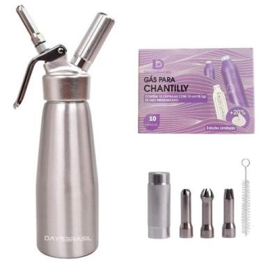 Imagem de Kit Garrafa Sifão 1 Litro Profissional em Inox para Chantilly e Moscow