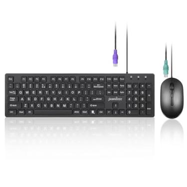 Imagem de Perixx PERIDUO-117P, combo de teclado e mouse PS2 com fio padrão - layout de tamanho completo - pacote com 3 botões mouse óptico PS2 - cabo de 5,9 pés - preto