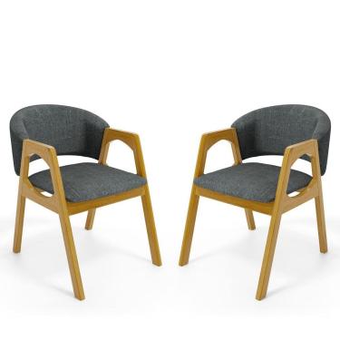 Imagem de Kit Com 2 Cadeiras Agatha Madeira Maciça Estofada Para Mesa De jantar