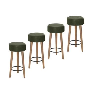 Imagem de Kit Com 04 Banco Banqueta Pés Palito Paris Napa Verde - Salaone