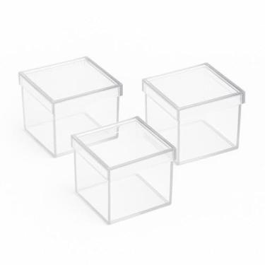 Imagem de KIT 10/20/30/40/50 e 100 Caixinhas Acrílicas 5x5 cm para Aniversário Lembrancinha(20,TRANSPARENTE)
