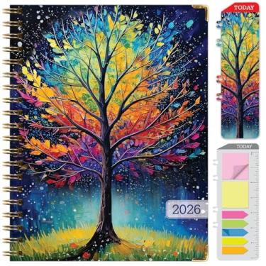 Imagem de Agenda Hardcover 2026, 21,6 cm x 28 cm: 14 meses (novembro de 2025 a dezembro de 2026), agenda mensal diária, agenda anual, marcador de livro, pasta de bolso e conjunto de notas adesivas (estações da