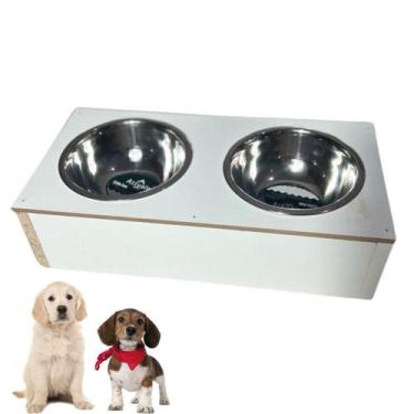 Imagem de Comedouro e Bebedouro Duplo Suspenso Elevado para Cachorro e Gato com 
