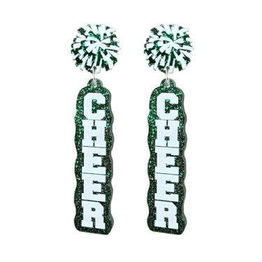 Imagem de Dreuyet Brincos de megafone cheerleader com glitter para mulheres, leves, brincos de acrílico para dia de jogo, joias presentes para treinadores de equipes de torcida, Medium, Acrílico, Sem pedra