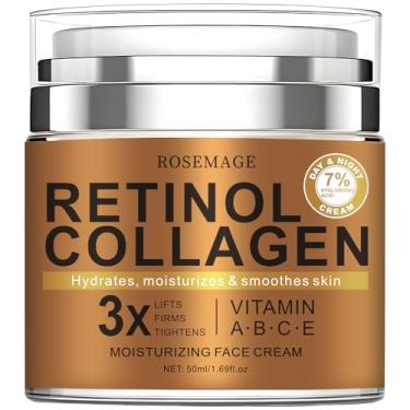 Imagem de Creme hidratante facial masculino - creme antienvelhecimento para homens, colágeno, retinol e ácido hialurônico - dia e noite - cuidados com a pele do rosto - antirugas