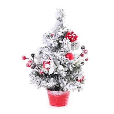 Imagem de Árvore De Natal Pinheiro Nevada Decorada Pinhas Frutas 30cm - Wincy
