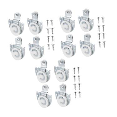 Imagem de Generic Rodas para portas de correr de guarda-roupa, rodízios para armário com parafusos, kit de ferragens, puxador para cabides de armário de guarda-roupa, 12 PeÇas