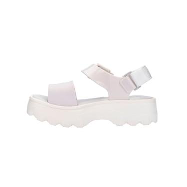 Imagem de Melissa Sandália feminina com plataforma Kick Off – Super macia e flexível, vegana, plataforma grossa, com alças ajustáveis e design de bico aberto, Branco, 9