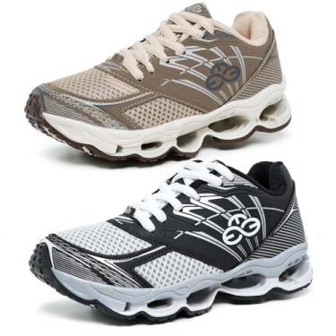 Imagem de Kit 2 Tênis Infantil Masculino Casual Especial Bege e Preto (3006-BEG-PTO, BR, Criança de 4 a 8 anos, Numérico, 30)