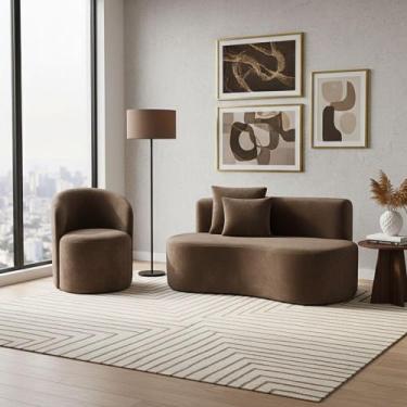 Imagem de Conjunto 01 Poltrona + Sofá Curvo Orgânico Nature Gaia Veludo - Montan