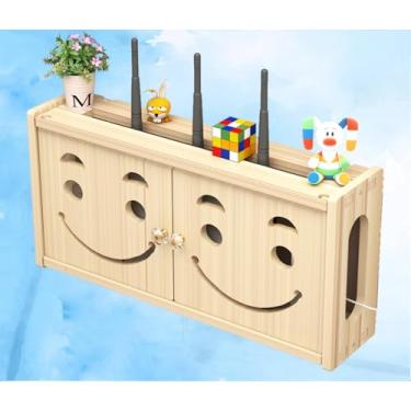 Imagem de Prateleira para roteador caixa de armazenamento para roteador WiFi montada na parede caixa de madeira para montagem na parede prateleira de parede para caixa WiFi, A-48 x 24 cm