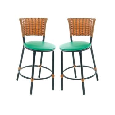Imagem de Banqueta Baixa Fibra Sintetica Para Bar Balcão Area Gourmet (VERDE)