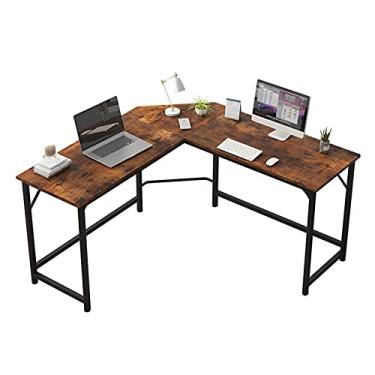 Imagem de CLLBANT Secretária para PC mesa de canto secretária grande para escritório em casa PC mesa para computador portátil mesa de estudo de trabalho simples em forma de L, estação de