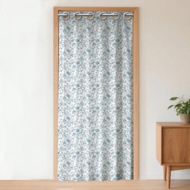 Imagem de CHGCRAFT Cortina de porta de flores azuis para entrada de flores vintage cortina divisória de quarto cortinas com anéis de plástico portas dobráveis cortinas para armário porta quarto sala de estar