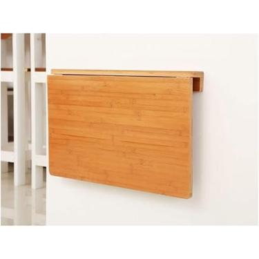 Imagem de Mesa de parede de madeira maciça, mesa dobrável para computador, mesa de jantar, bancada de folhas de mesa, muito adequada para cozinha, lavanderia, escritório, suporte resistente - 50 kg