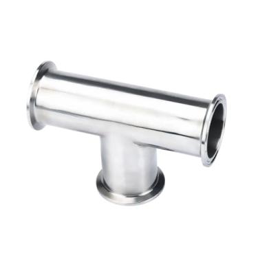 Imagem de Aço inoxidável 304 tipo T encaixe 3/10.2 cm 2.5 cm OD Tri Clamp 50,5 mm/64 mm Ferrule Flange 90 graus Beer Homebrew (32 mm x virola 50,5)