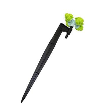 Imagem de XMGKMN Bocal de névoa cruzada durável com haste de conexão de aterramento para mangueira de 4/7 mm agricultura irrigação com efeito de estufa irrigador 20 peças (cor: verde claro)