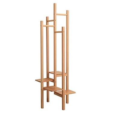 Imagem de Cabide moderno de madeira maciça, sapateira de chão para quarto, economize espaço, varanda, estilo japonês, suporte de armazenamento e gancho portátil