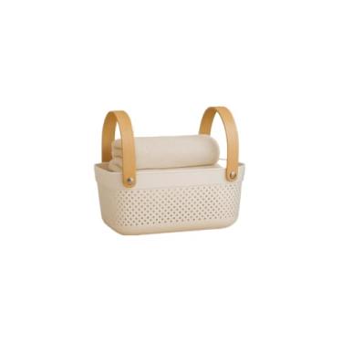 Imagem de Cesto Organizador Fruteira Multiuso Utensílios Quarto Cozinha Lavanderia(33,5x24,5x13cm (M),Branco)