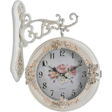 Imagem de WYUYIWH Relógio de parede, arte moderna, relógio de parede dupla face, relógio de parede dupla face, quartzo digital, relógios de parede elegantes, design decorativo para sala de estar, decoração de