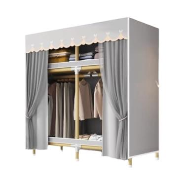 Imagem de PEKJI Armários portáteis de poliéster com cortina guarda-roupa estável armário economiza espaço guarda-roupa rápido e fácil de montar