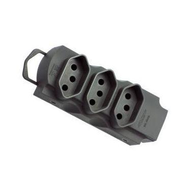 Imagem de Tomada em barra tripla 10/20a p/ extensão 2p+t preto - MECATOOL