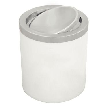 Imagem de Lixeira Tramontina Útil Basculante em Aço Inox com Acabamento Scotch Brite e Corpo em Polipropileno Branco 5 L