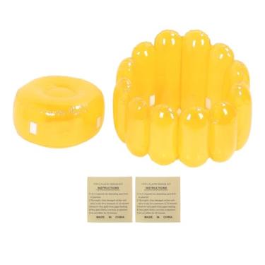 Imagem de QANYEGN Cadeira inflável, assento inflável transparente do sofá, assento exterior do sofá da explosão da cor dos doces para a sala interna exterior da praia do acampamento (Amarelo)