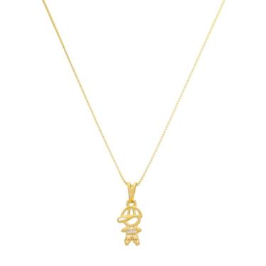 Imagem de Corrente Com Pingente Filhos 1 Menino 1 Menina Folheado Ouro (Menino, Cristal)