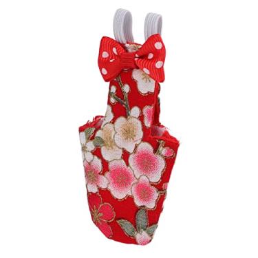Imagem de GLOGLOW Fralda para Pássaros, Traje de Voo à Prova d'água Reutilizável para Pássaros de Estimação, Pano de Algodão, Design Ajustável para Arara Calopsita (S flores de cerejeira vermelhas)