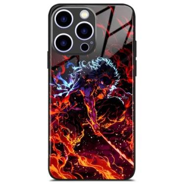 Imagem de Capa de vidro exclusiva de anime estética para iPhone 17, estampa de arte de mangá premium, capa protetora elegante e slim fit