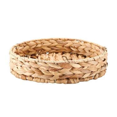 Imagem de Bandeja redonda de cabaça de tecido natural - tigela grande para lanches, prato de frutas, decoração de mesa - 30 cm C x 30 cm L x 5 cm A