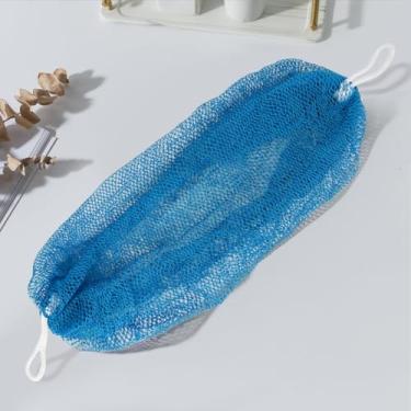 Imagem de Esponja de rede esfoliante africana, esponja de rede africana de nylon com nós, esponjas de banho esfoliantes corporais, esfregão corporal para banho, adequado para uso diário, azul