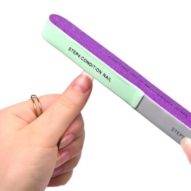 Imagem de Bloco tampão de unha de 7 vias (12 peças), roxo, vidro, lixa de unha e tampão, fácil de usar, multigrão, adequado para todos os tipos de unhas