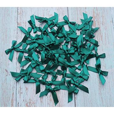 Imagem de 50 peças mini laço de cetim laço laço suprimentos de flores para presente embrulho scrapbooking decoração costura DIY projeto de artesanato Natal Ação de Graças festa de casamento decoração (verde