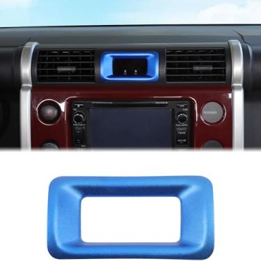 Imagem de Aunginsy Moldura de acabamento de relógio de console central compatível com Toyota FJ Cruiser 2007-2021+, painel de controle central de alumínio para carro, painel de exibição de tela, protetor de