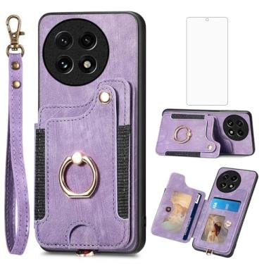 Imagem de Asuwish Capa de telefone para OnePlus 13 5G capa carteira com protetor de tela de vidro temperado e alça de pulso RFID suporte de cartão de crédito anel acessórios para celular OnePlus13 One Plus13