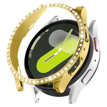 Imagem de Capa brilhante para Samsung Galaxy Watch 7 de 40 mm e 44 mm para mulheres, capa protetora de diamante com strass de cristal com glitter, capa rígida de policarbonato à prova de choque para Samsung