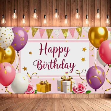 Imagem de Balão floral de celebração de festa de aniversário, banner floral, design colorido, balões para decoração de eventos de festa de aniversário