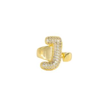 Imagem de 1 anel ajustável com letra completa - joia moderna adequada para uso diário, Natal, Ano Novo, Dia dos Namorados, presente de feriado, Cobre, Sem pedra preciosa