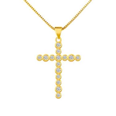 Imagem de MiiFort Colar com pingente de cruz de ouro, gargantilha religiosa, presente de aniversário para mulheres, filha, irmã, avó, neta, tia, amizade, One Size, Metal, Sem Pedra Preciosa
