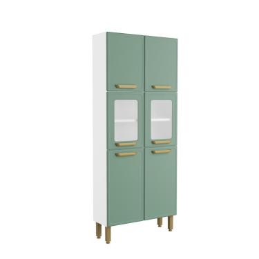 Imagem de Armário De Aço 6 Portas 2 Vidros Bella Bertolini Verde Branco